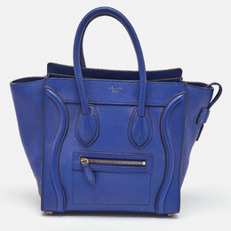Celine Blue Leather Micro Luggage Tote 1174972