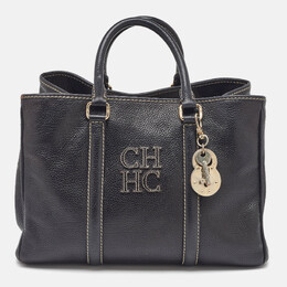 CH Carolina Herrera Black Leather Matteo Tote 1174636