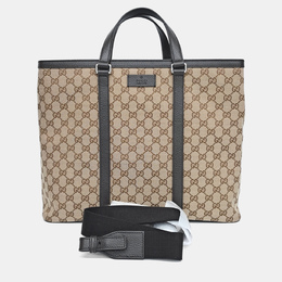 Gucci Beige Brown Fabric Jacquard Tote and Shoulder Bag 1178805