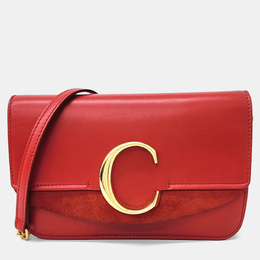 Chloe Red Leather C Chain Crossbody Bag 1178836
