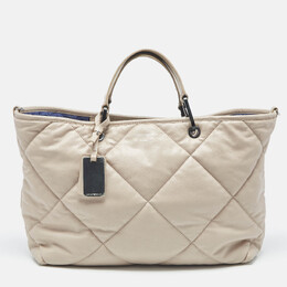 Emporio Armani Beige Quilted Faux Leather Medium MyEA Tote 1176169