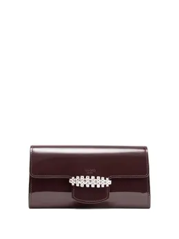 Jimmy Choo Bing crystal-embellished patent-leather clutch bag 30192447