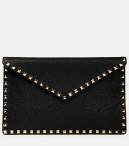 Кожаный клатч Rockstud Valentino Garavani, черный p00754744 | black