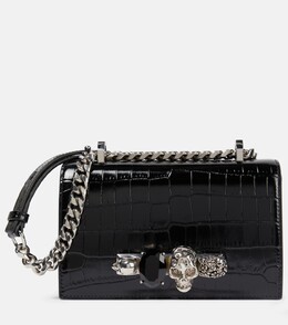 Jeweled Satchel Маленькая кожаная сумка через плечо Alexander McQueen, черный p00765660 | black