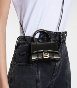 Сумка Balenciaga Hourglass Mini leather crossbody, черный p00532669 | black