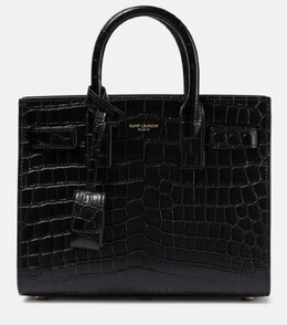 Сумка-тоут Sac De Jour Nano из кожи с эффектом крокодила Saint Laurent, черный p00813711 | black