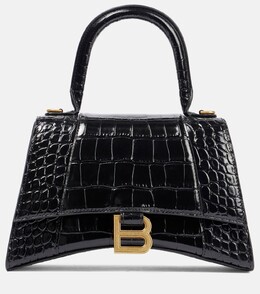Сумка через плечо Hourglass XS из кожи с эффектом крокодила Balenciaga, черный p00741485 | black