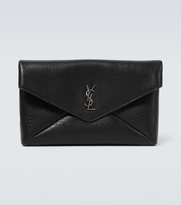 Кожаный клатч с монограммой Saint Laurent, черный p00884214 | black