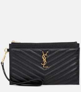 Большой кожаный клатч с монограммой Saint Laurent, черный p00454325 | black