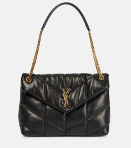 Кожаная сумка через плечо Puffer среднего размера Saint Laurent, черный p00647528 | black