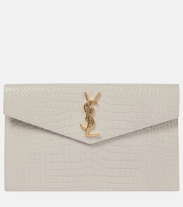Клатч Uptown из кожи с эффектом крокодила Saint Laurent, белый p00533547 | white