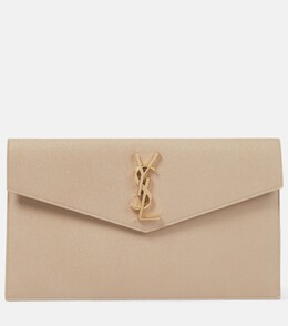 Кожаный клатч Uptown Saint Laurent, бежевый p00483618 | beige