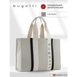 Сумка тоут Bugatti, фактура гладкая, зернистая, бежевый/черный 4491950319