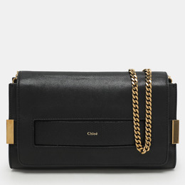 Chloe Black Leather and Python Trim Elle Chain Clutch 1180150