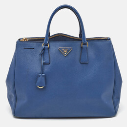 Prada Blue Saffiano Lux Leather Extra Large Galleria Double Zip Tote 1179343