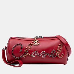 Chanel Red Calfskin Signature Chain 20s Bowling Bag 1179262