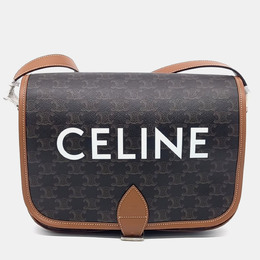 Celine Brown Canvas Folco Messenger Bag 1179035