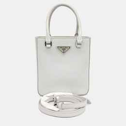 Prada White Leather small brushed tote bag 1178893
