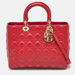 Christian Dior Red Cannage Leather Large Lady Christian Dior Tote 1175552