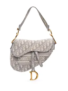 Christian Dior 2020 Oblique Canvas Embroidered Saddle Bag shoulder bag 31096598