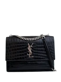 Saint Laurent 2017 Medium Croc Embossed Calfskin Sunset Flap crossbody bag 31118650