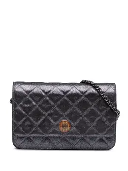 Chanel 2013-2014 Quilted Iridescent Lambskin Tartan Button Wallet On Chain crossbody bag 31095981