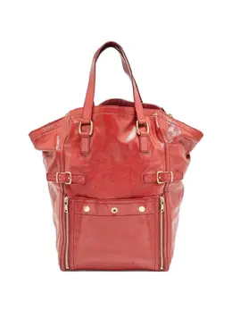 Saint Laurent patent-leather buckled tote bag 30363549
