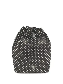 Prada crystal embellishment drawstring bucket bag 30366173