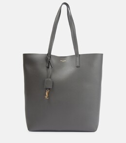 Кожаная сумка-тоут shopping n/s Saint Laurent, серый p00709759 | storm