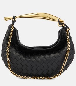 Маленькая кожаная сумка через плечо sardine Bottega Veneta, черный p00908486 | black-m brass