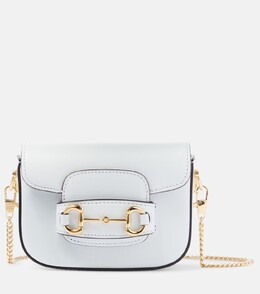Миниатюрная кожаная сумка через плечо horsebit 1955 Gucci, синий p00880684 | snow lt blue