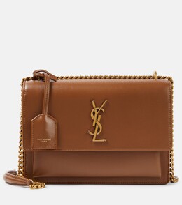 Кожаная сумка через плечо sunset среднего размера Saint Laurent, коричневый p00884151 | fox