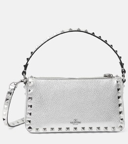 Маленькая кожаная сумка через плечо rockstud Valentino Garavani, серебряный p00899605 | silver