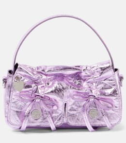 Сумка через плечо из металлической кожи с бантом Acne Studios, цвет lavender purple p00949766 | lavender purple