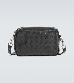 Миниатюрная кожаная сумка через плечо intrecciato Bottega Veneta, черный p00890614 | black