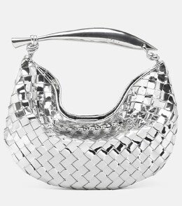 Маленькая кожаная сумка-тоут sardine с зеркалом Bottega Veneta, серебро p00875767 | silver