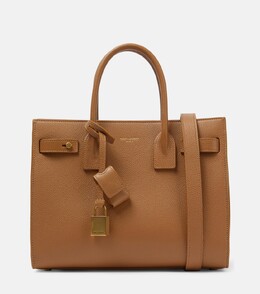 Маленькая кожаная сумка-тоут sac de jour Saint Laurent, коричневый p00896640 | brown