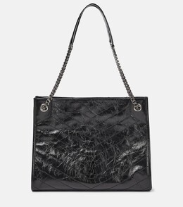 Сумка-шоппер niki из жатой кожи Saint Laurent, черный p00859222 | black