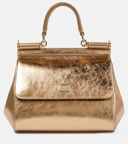 Маленькая сумка-тоут sicily из металлизированной кожи Dolce & Gabbana, золото p00809412 | gold