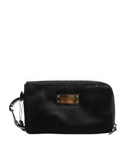 Dolce & Gabbana Black Nylon Logo Plaque Keyring Pouch Clutch Bag bag1468