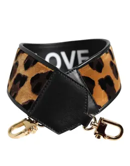 Dolce & Gabbana Black Leopard Print Reversible Bag Shoulder Strap wmb523