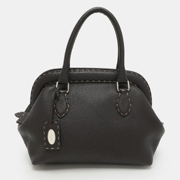 Fendi Dark Brown Selleria Leather Adel Frame Satchel 1180144
