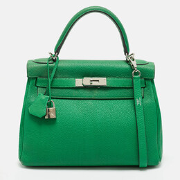 Hermes Bambou Togo Leather Palladium Finish Kelly Retourne 28 Bag 1179596