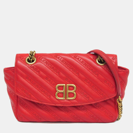 Balenciaga BB Logo Red Leather Shoulder Bag 1179597