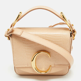 Chloe Chloé Peach Lizard Embossed Leather Mini C Top Handle Bag 1178725