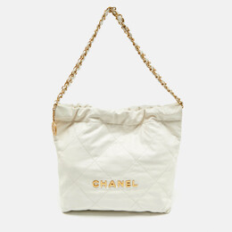 Chanel White Quilted Leather Small 22 Bag 1177992