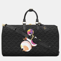 Louis Vuitton X Takashi Murakami Keepall 45 Black Monogram Leather Boston Bag 1174913