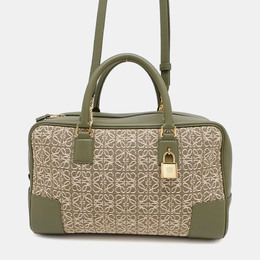 Loewe Amazona Green Canvas and Leather Shoulder Bag 1175597