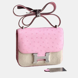 Hermes Constance 19 Bubble Pink Ostrich Leather Shoulder Bag 1174953