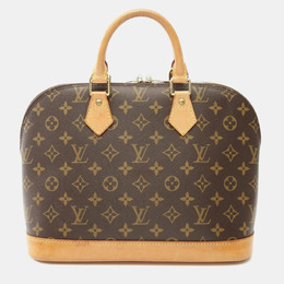 Louis Vuitton Alma PM Brown Monogram Leather Satchel Bag 1176691